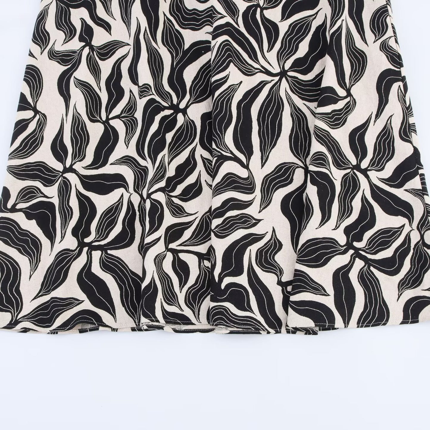 Women's 2025 New Fashion Linen Blended Printed Hanging Neck Midi Dress