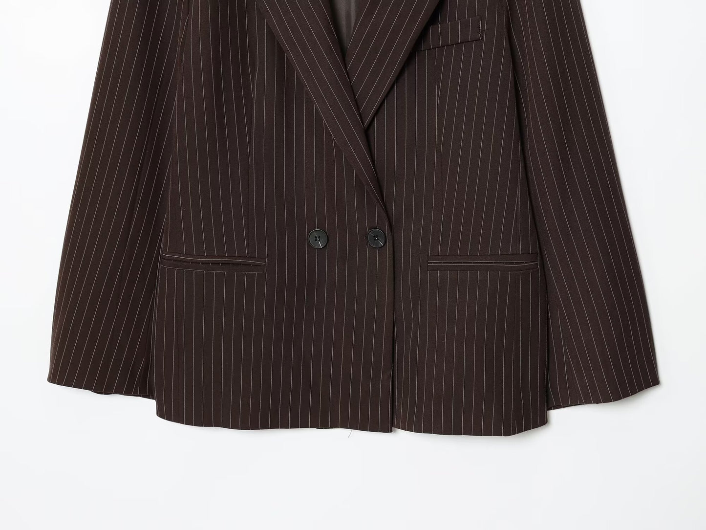 Women's new fashion loose double breasted thin striped suit jacket