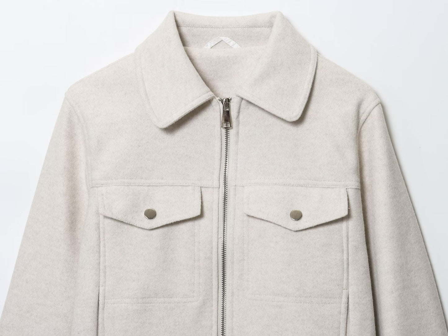 Women's new fashion long sleeved soft textured zipper jacket Coat