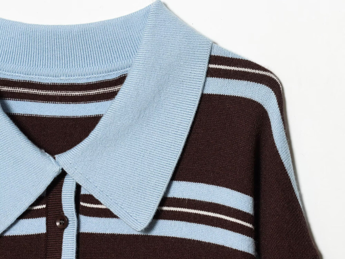 Women's comfortable striped knitted polo shirt