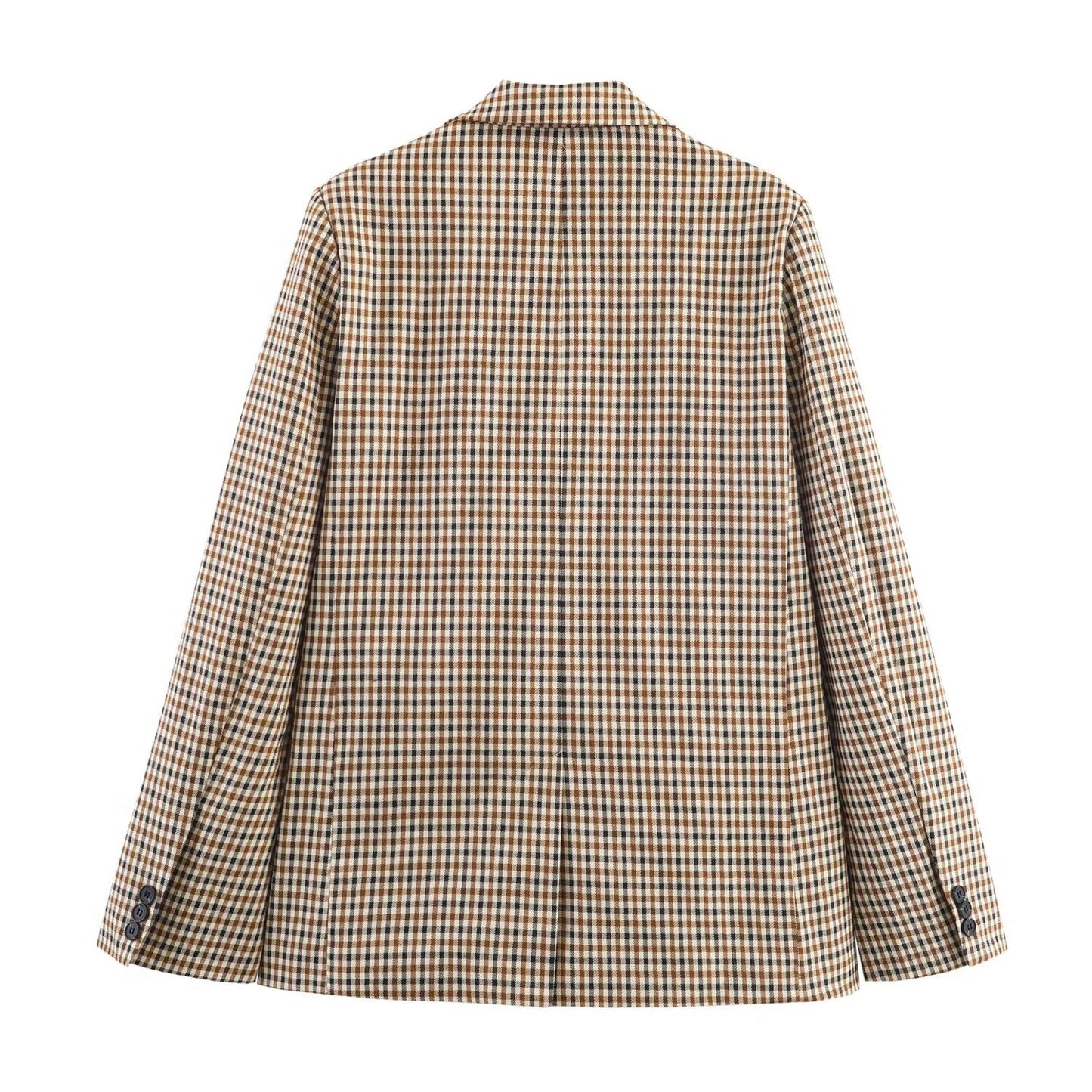 Women's new fashion loose single breasted checkered suit jacket+Pants suit