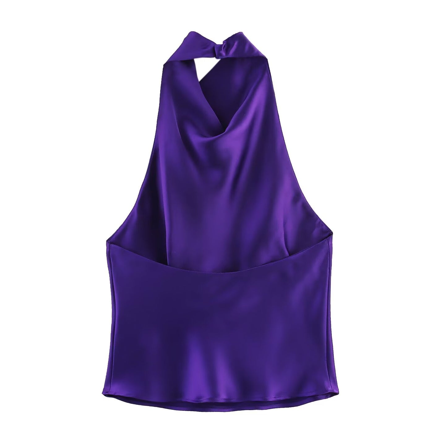 Women's new fashion satin texture hanging neck sleeveless top+Skirts