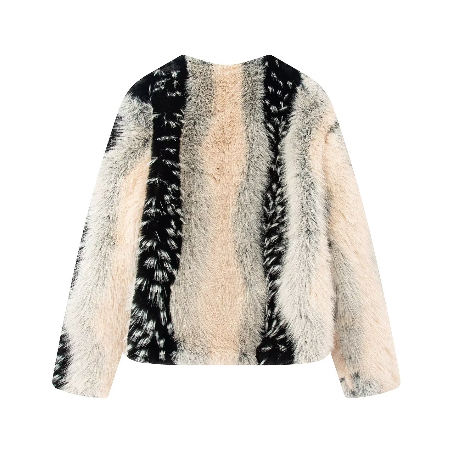 Women's winter faux fur effect round neck Coat