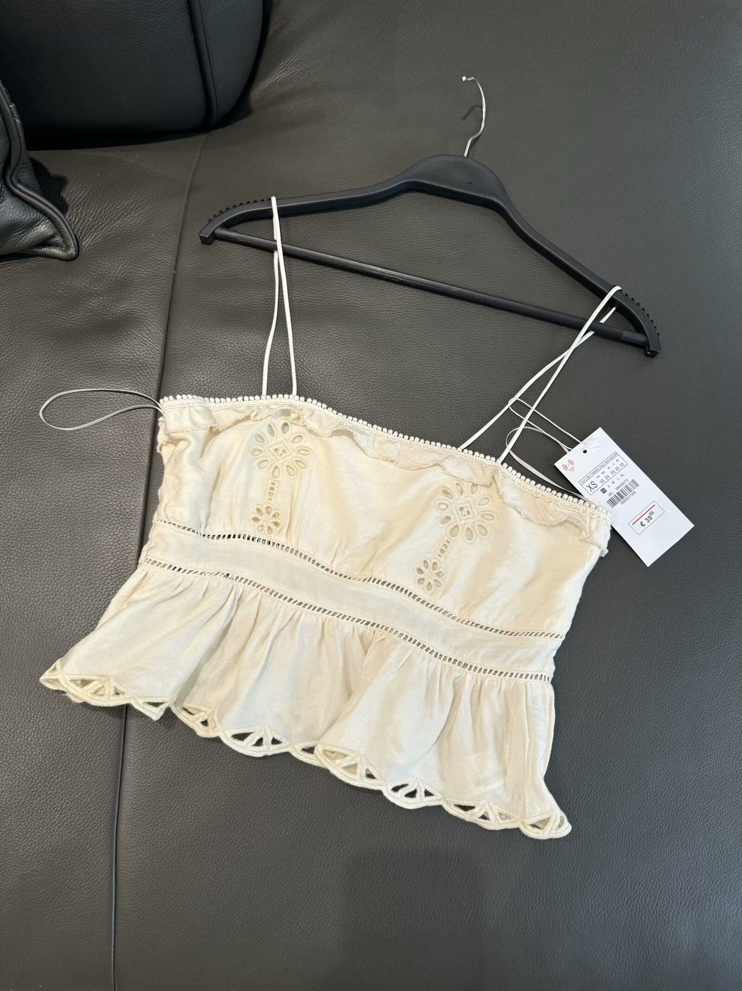 Women's new fashion hollow out embroidery straight neck suspender top+Skirts suit