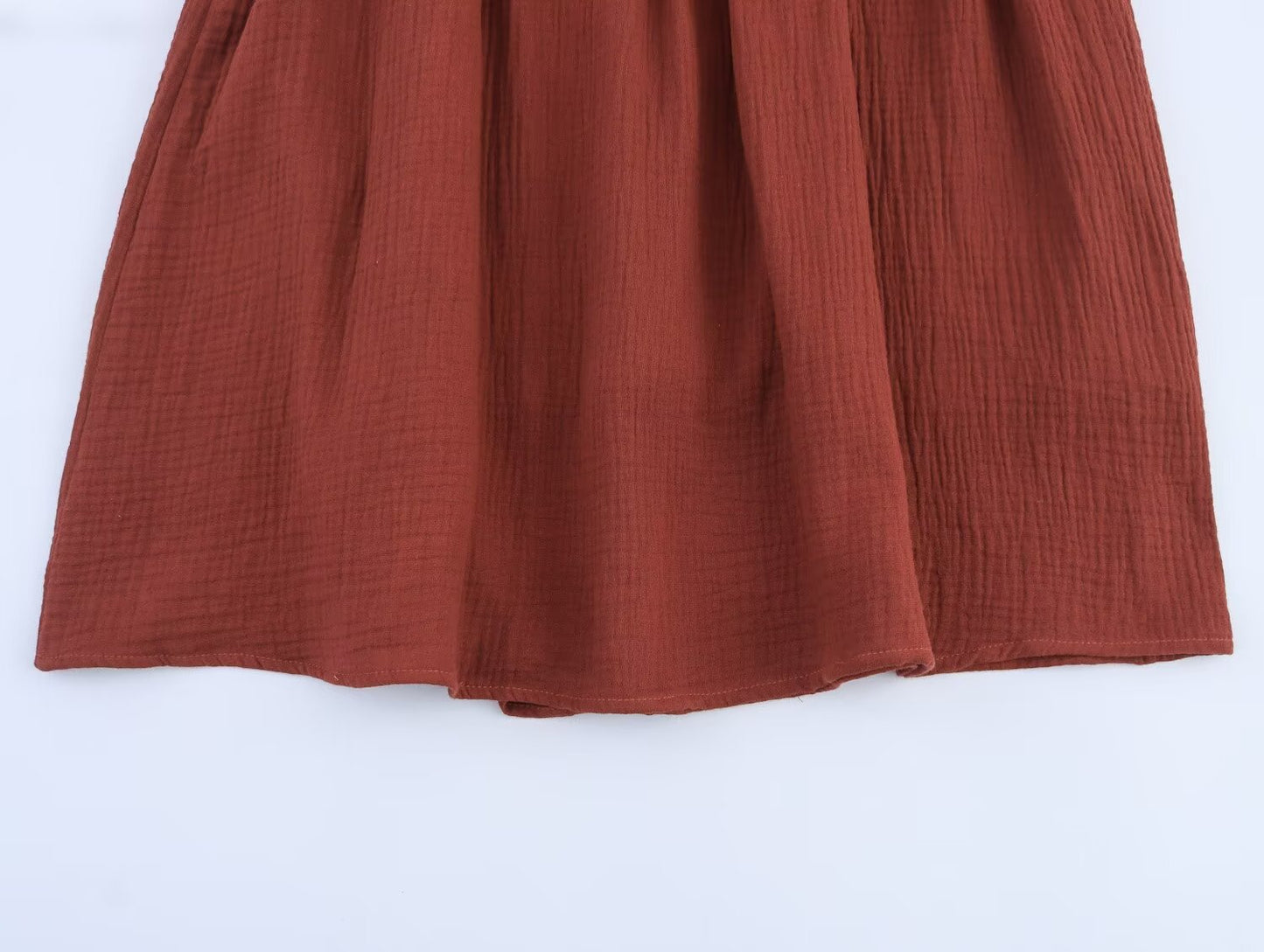 Women's new fashion loose long sleeved lace up embroidered mini dress