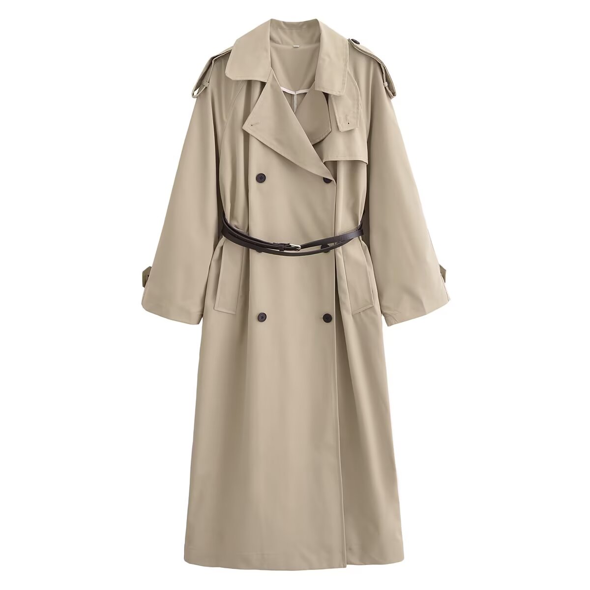 Women's new fashion with Belt loose double breasted windbreaker Coat