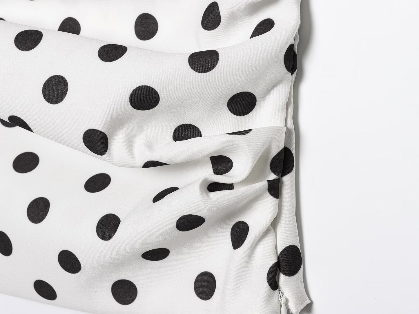 Women's New Fashion polka dot printed tight pleated strapless top