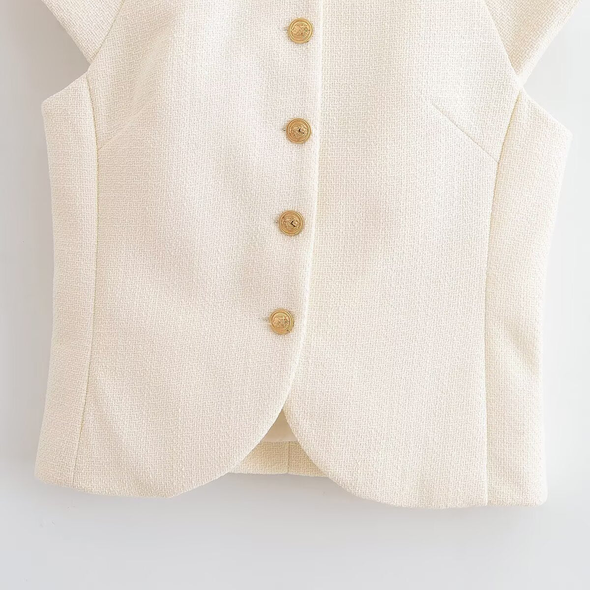 Women's 2025 new fashion casual single breasted textured vest top