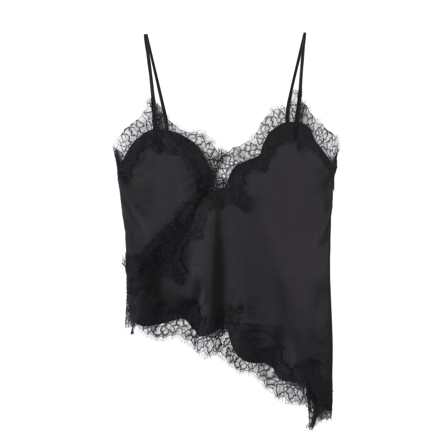 Women's asymmetrical lace V-neck suspender top