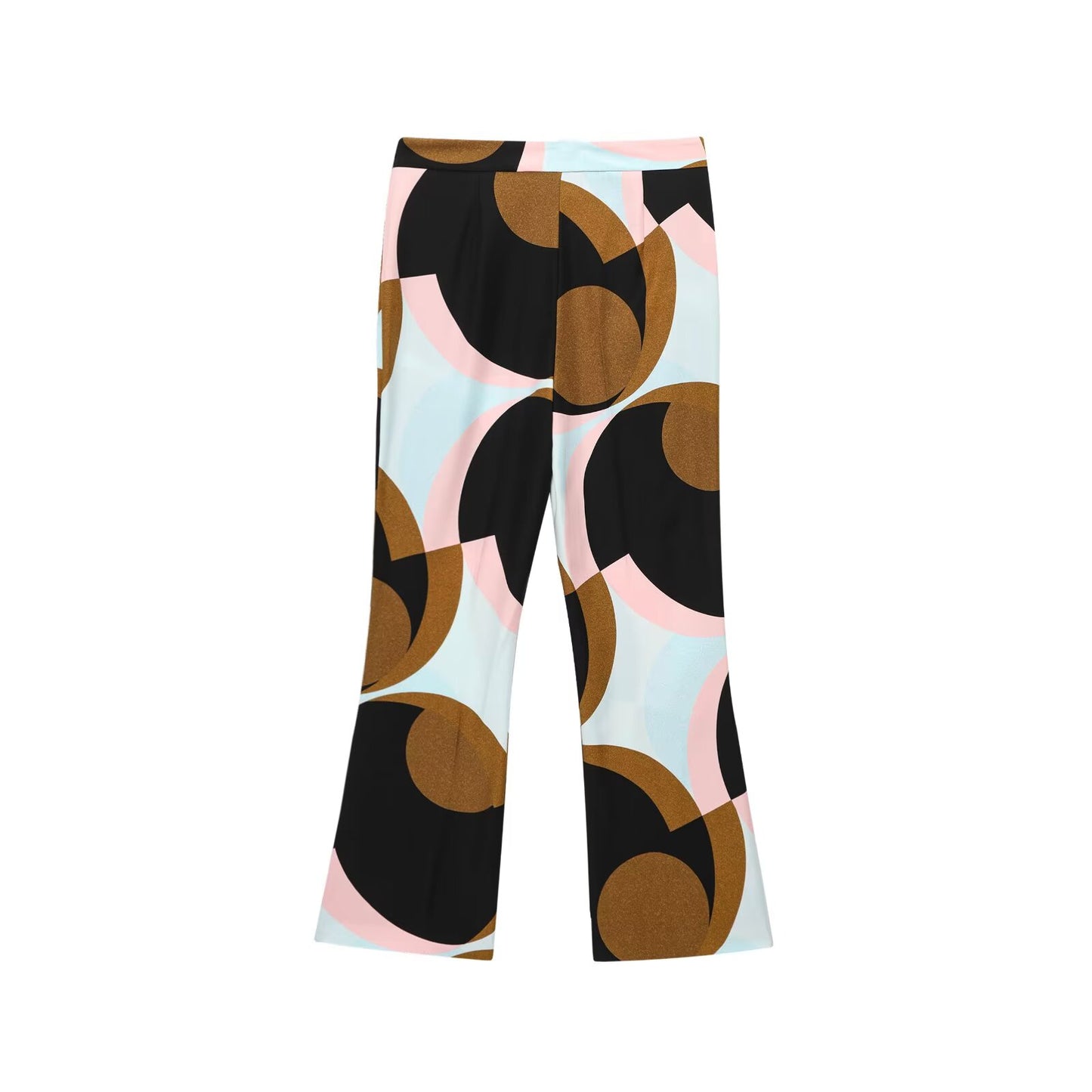 set woman 2 pieces New feather decoration printed V-neck top+Pants suit