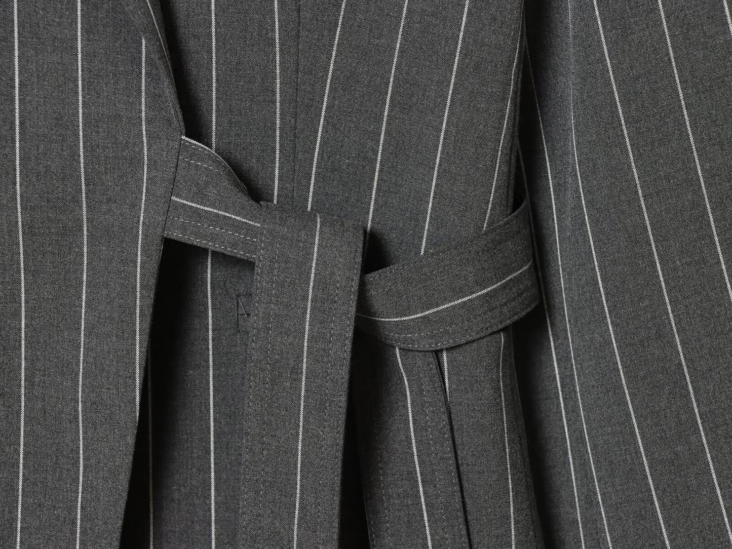 suit Women's 2 pieces wrap style lace up striped Blazer Coat +Pants