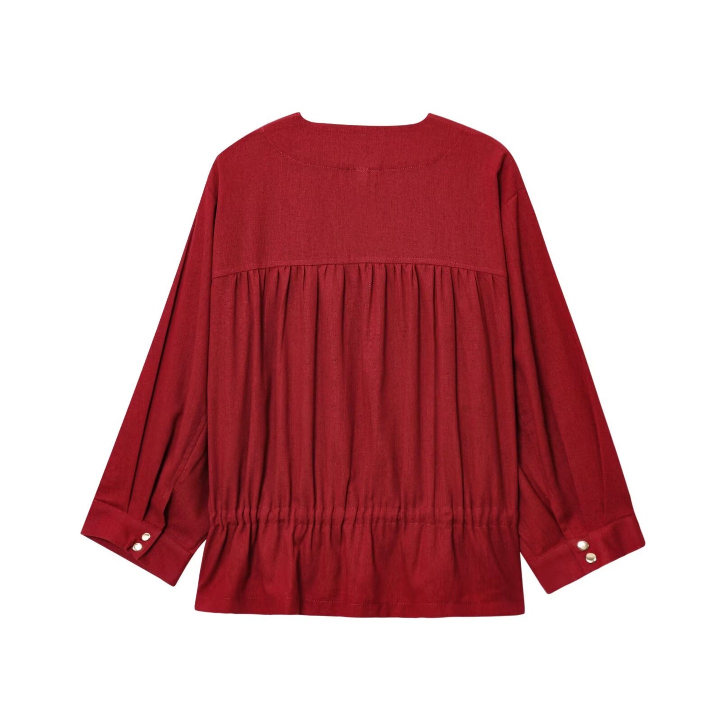 Women's 2025 new fashion linen blend long sleeved zipper jacket coat