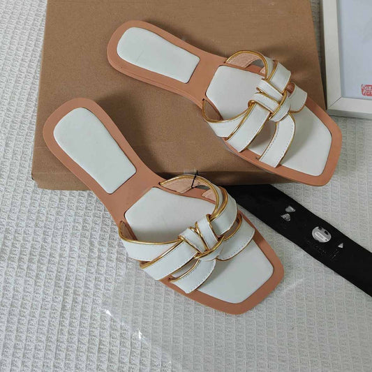 Women's New Fashion Casual Joker Woven Flat-bottomed Women's Slippers and Shoes