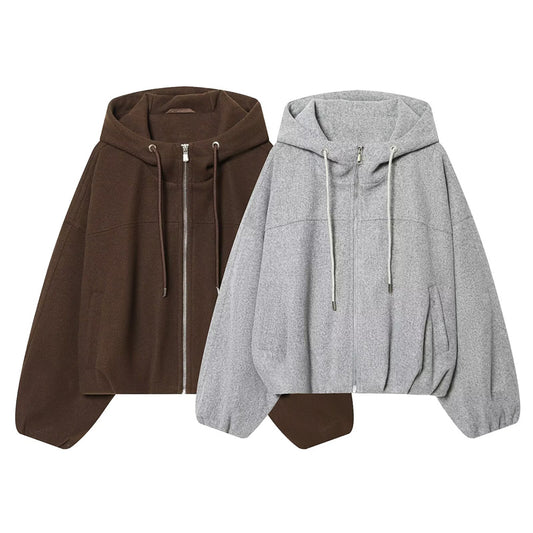 Women's short hooded loose jacket Coat