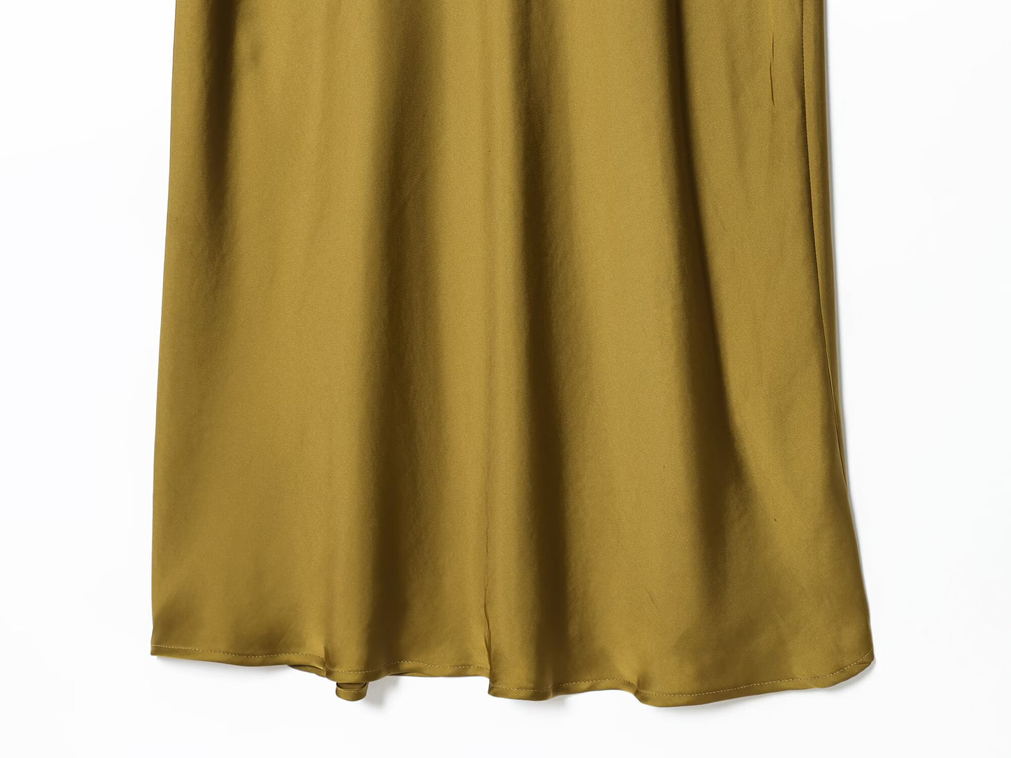 Women's new fashion contrasting lace V-neck satin texture MIDI dress