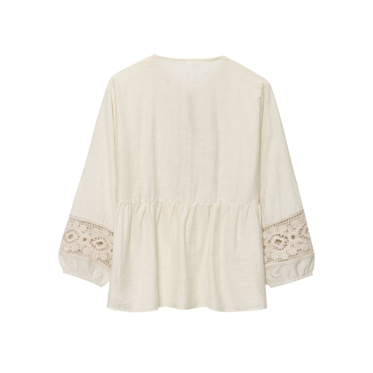 Women's New Fashion Crochet Knitted Splicing Long Sleeve Shirt