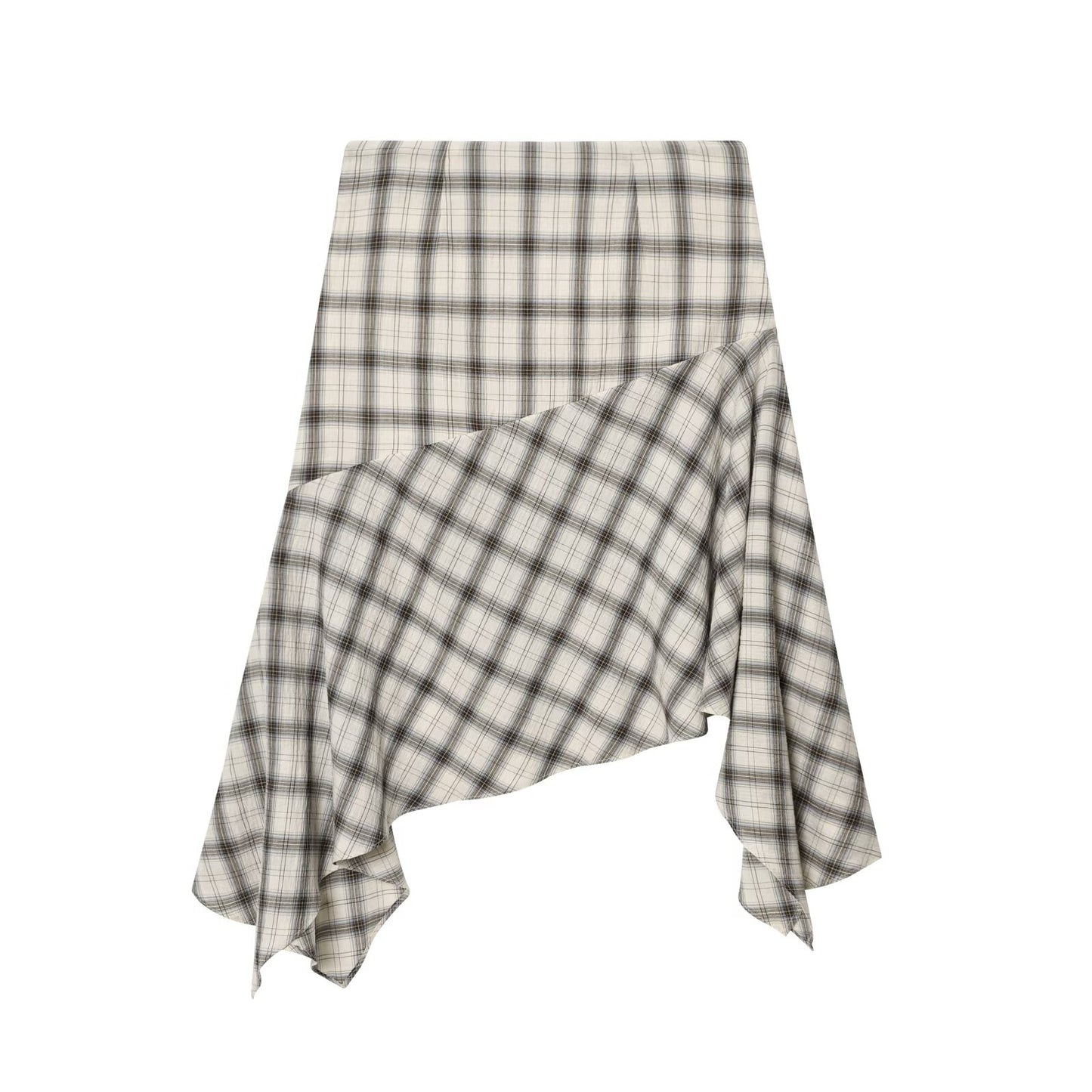 suit Women's 2 pieces short O Neck checkered shirt+Skirts