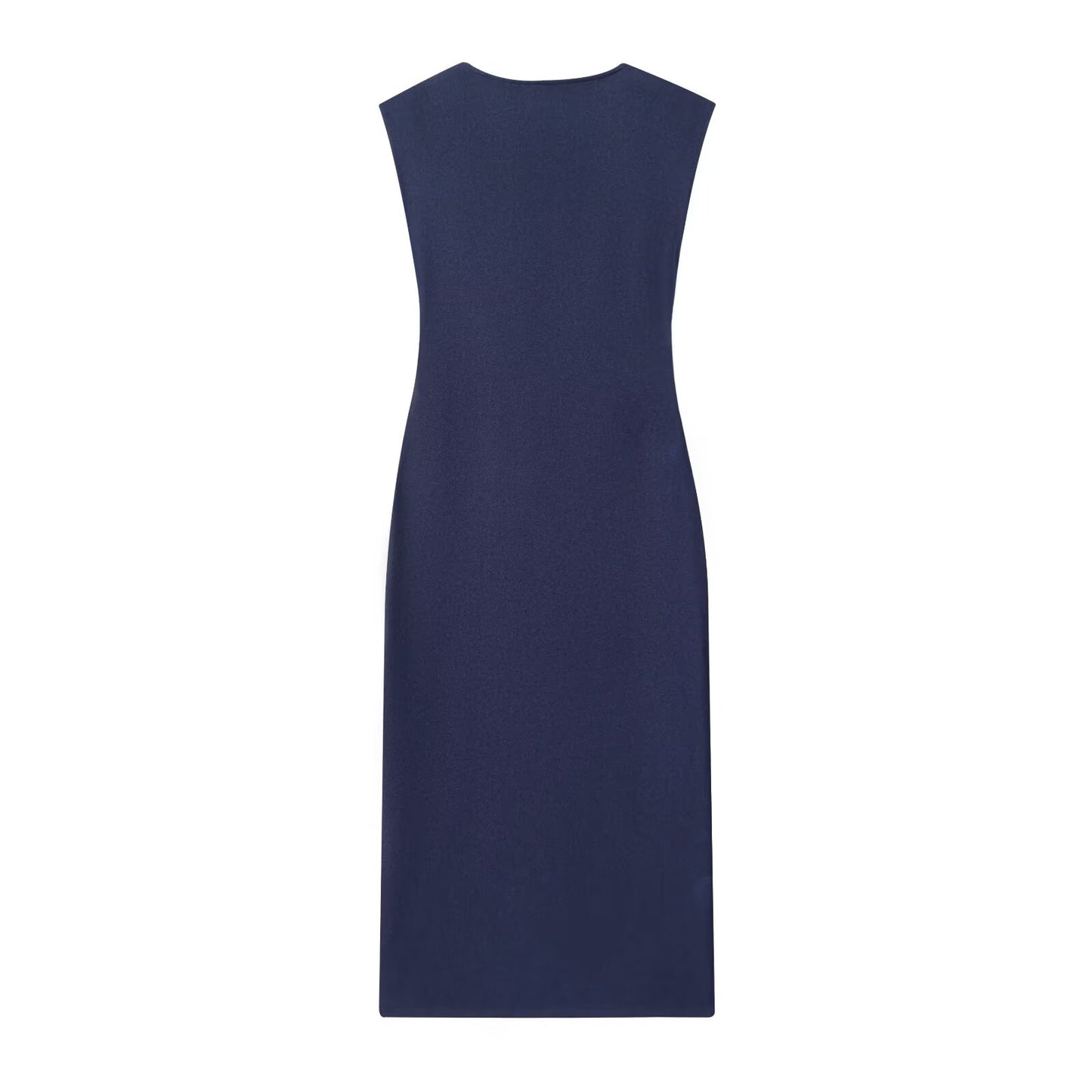 Women's 2025 new fashion pleated V-neck Twill Midi dress