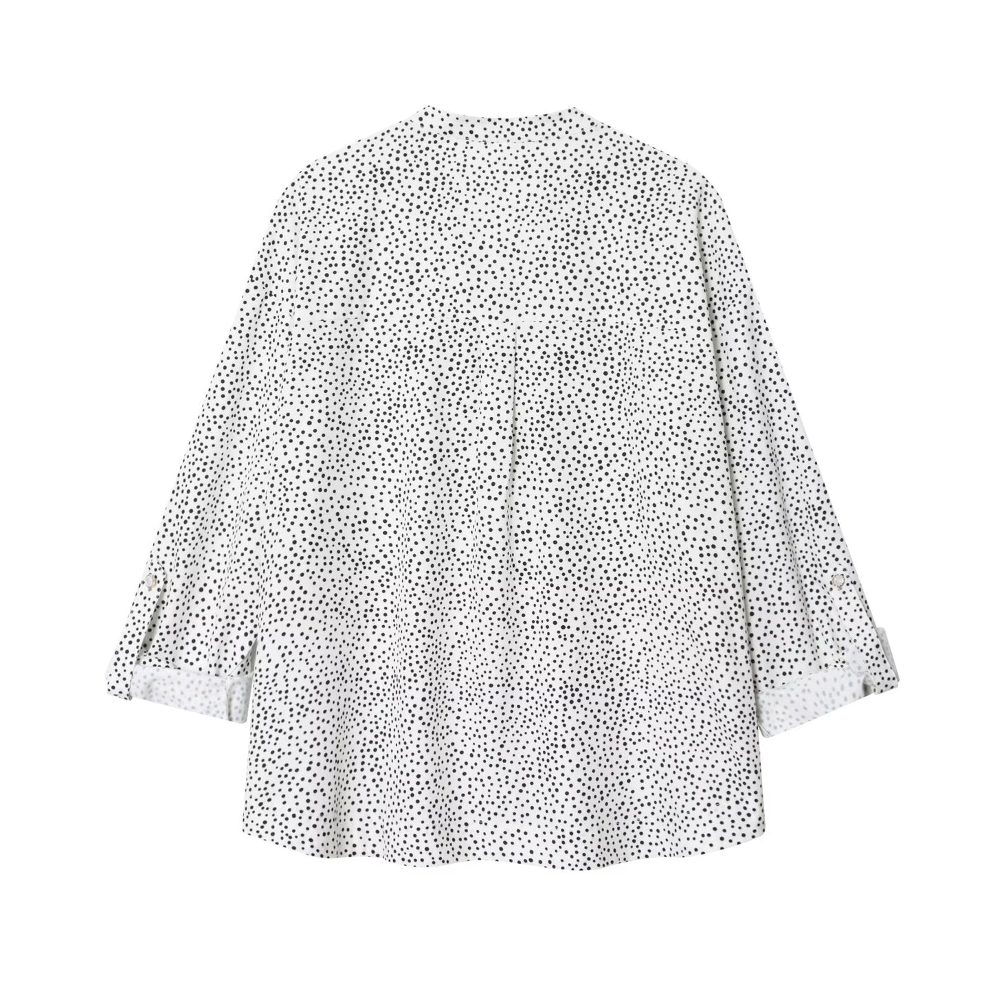 Women's new fashion adjustable design long sleeved polka dot shirt