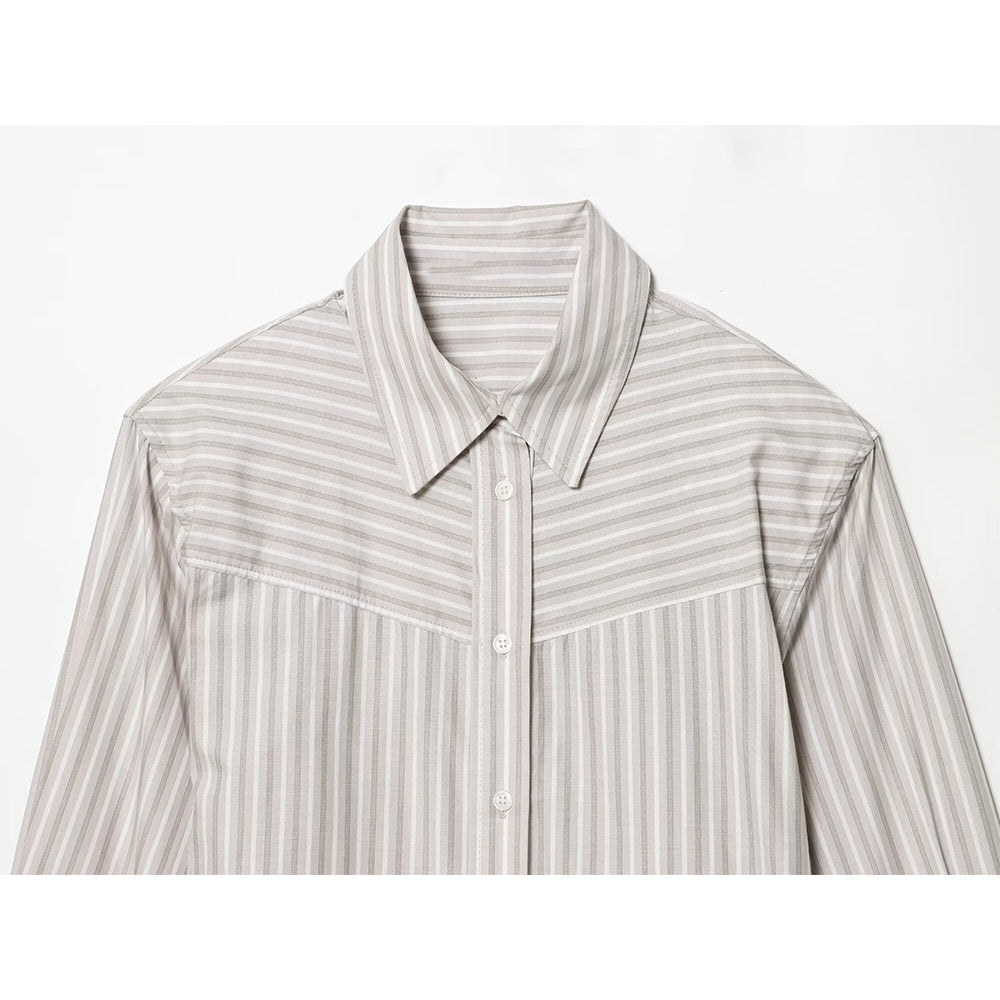 Women's Casual Lapel Striped Poplin Shirt