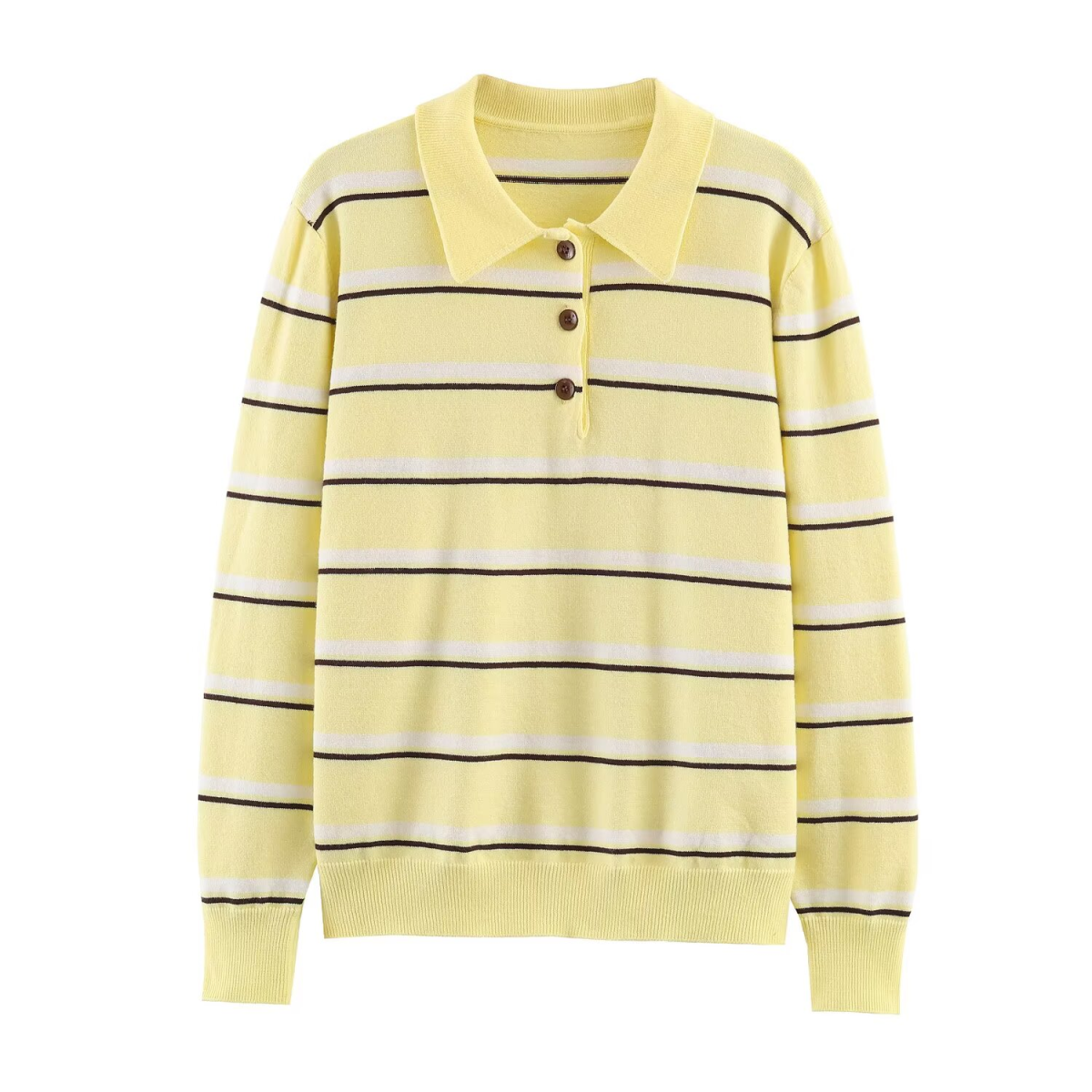 Women's comfortable striped knitted polo shirt