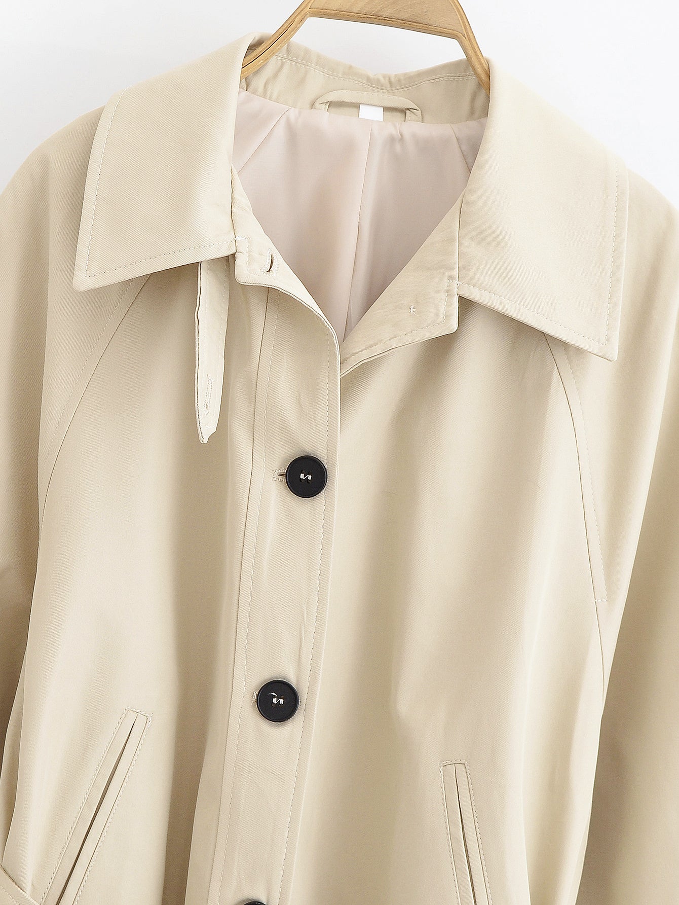 Women's New Fashion With Belt Short Single breasted Windbreaker Coat