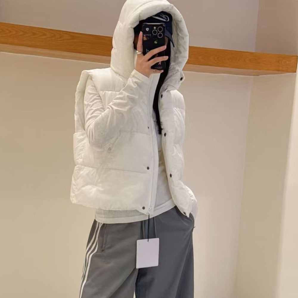 Women's new leisure sports plus velvet hooded collar jacket jacket vest