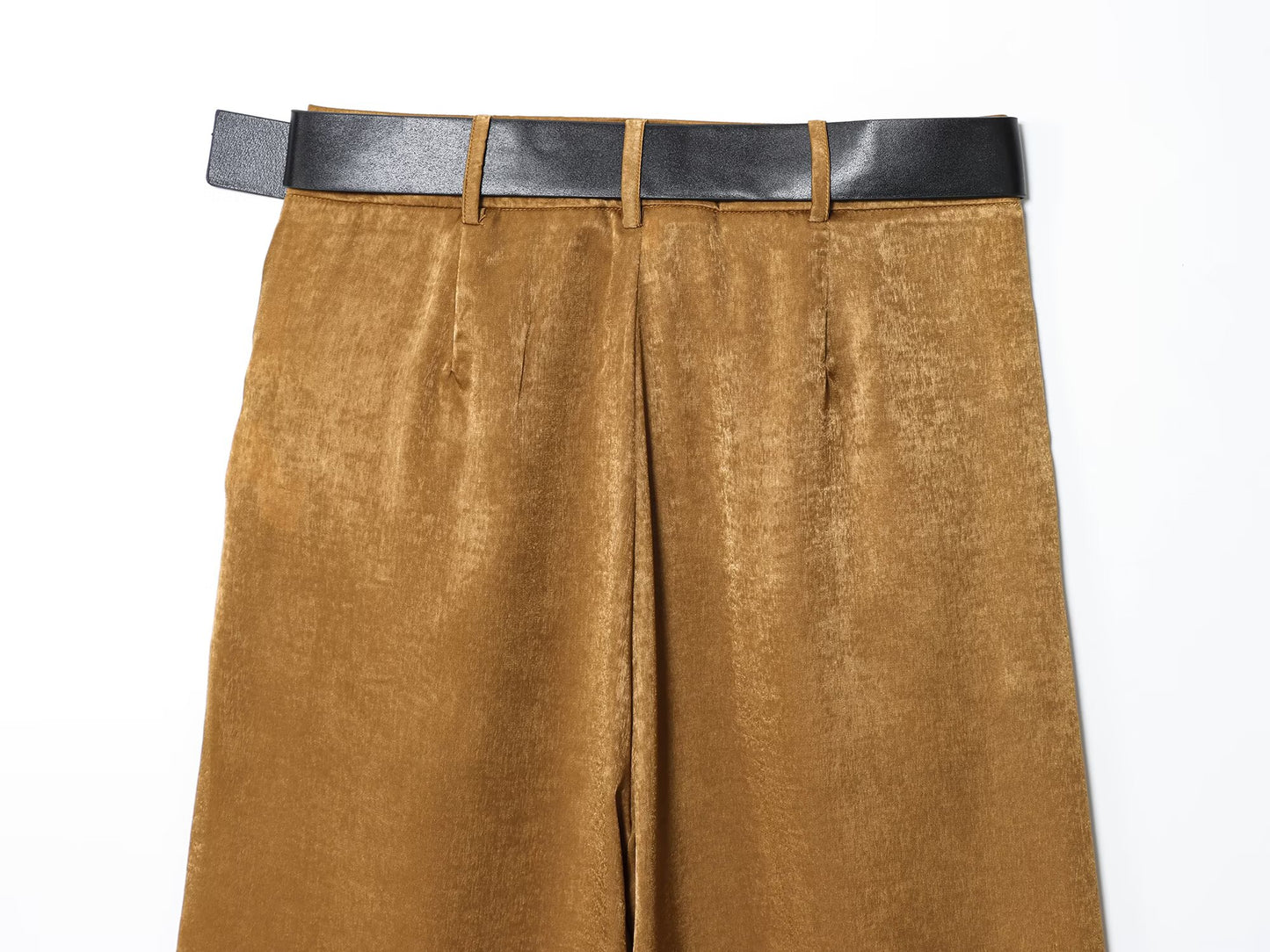 Women's with Belt loose satin textured wide leg pants