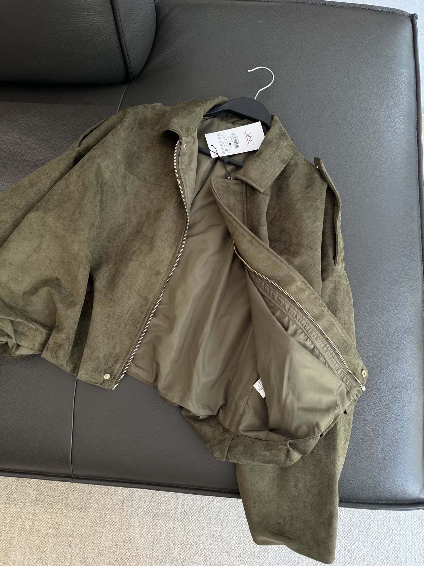 Women's new fashion casual Lapel suede Leather flight jacket Coat