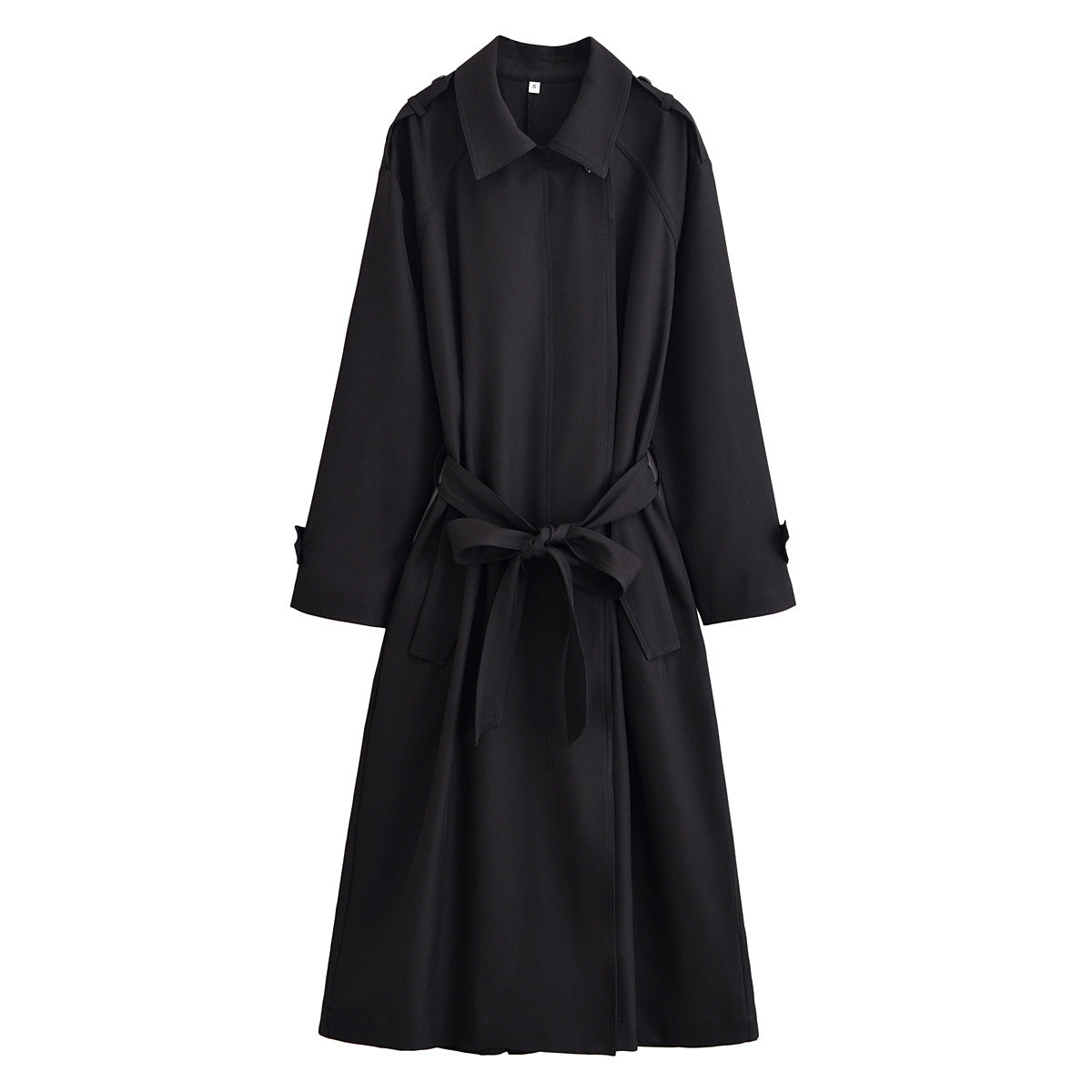 Women's new fashion with Belt black Long style windbreaker Coat