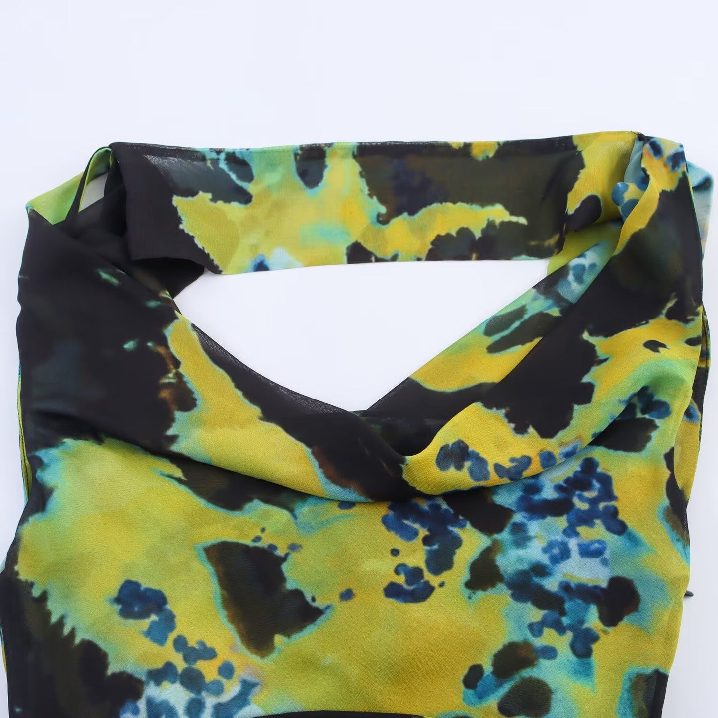 Women's chic Fashion Thin Scarf Decorative Printed Midi Dress