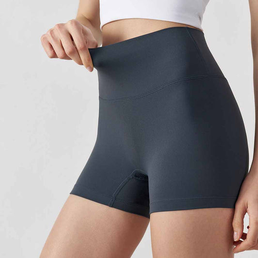 LU women's new nude new double-sided grinding pants yoga pants high waist hip peach shorts fitness pants