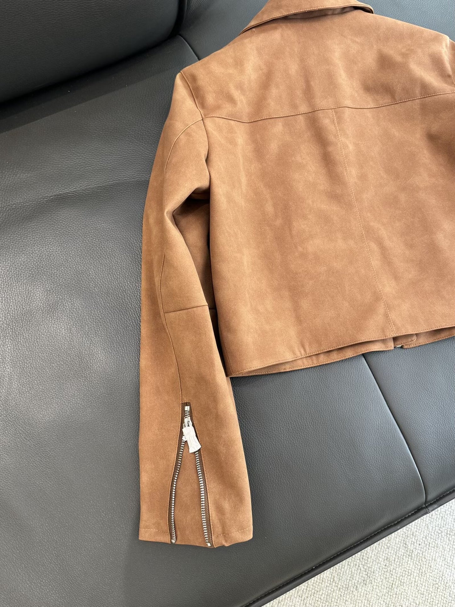 Women's 2025 new fashion short lapel Faux Leather jacket Coat