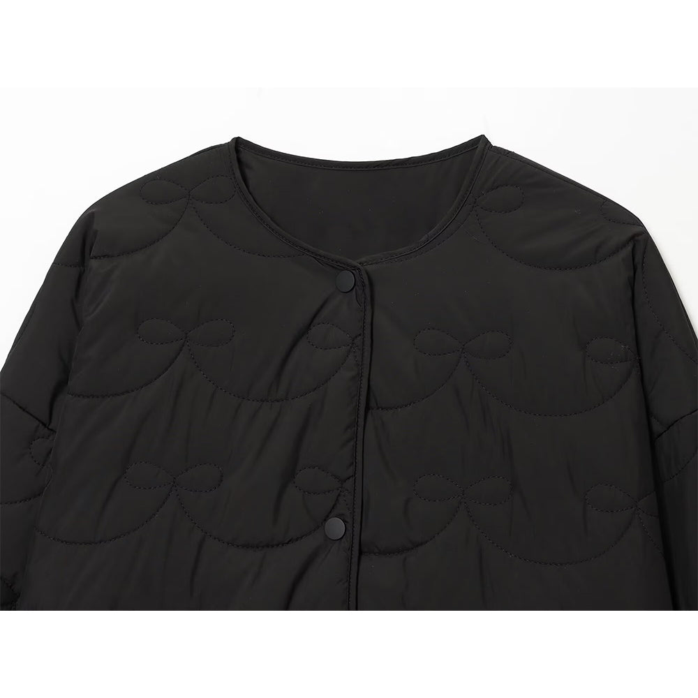 Women's 2025 new fashion bow decoration warm quilted Coat