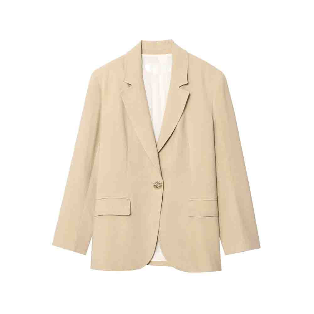 set woman 2 pieces New Fashion loose single breasted linen blend suit coat+Pants suit