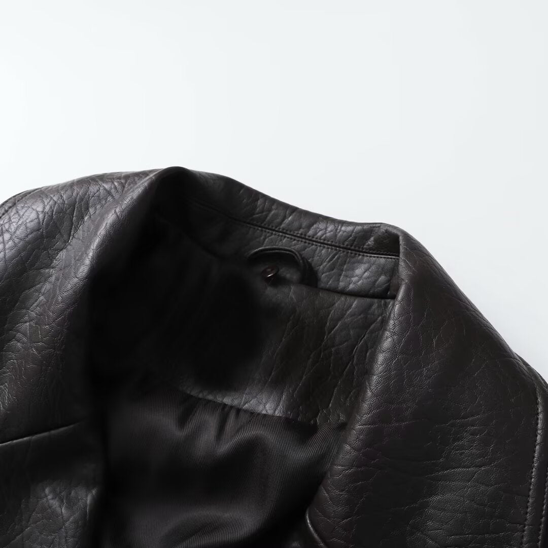 Women's detachable collar Faux Leather jacket Coat