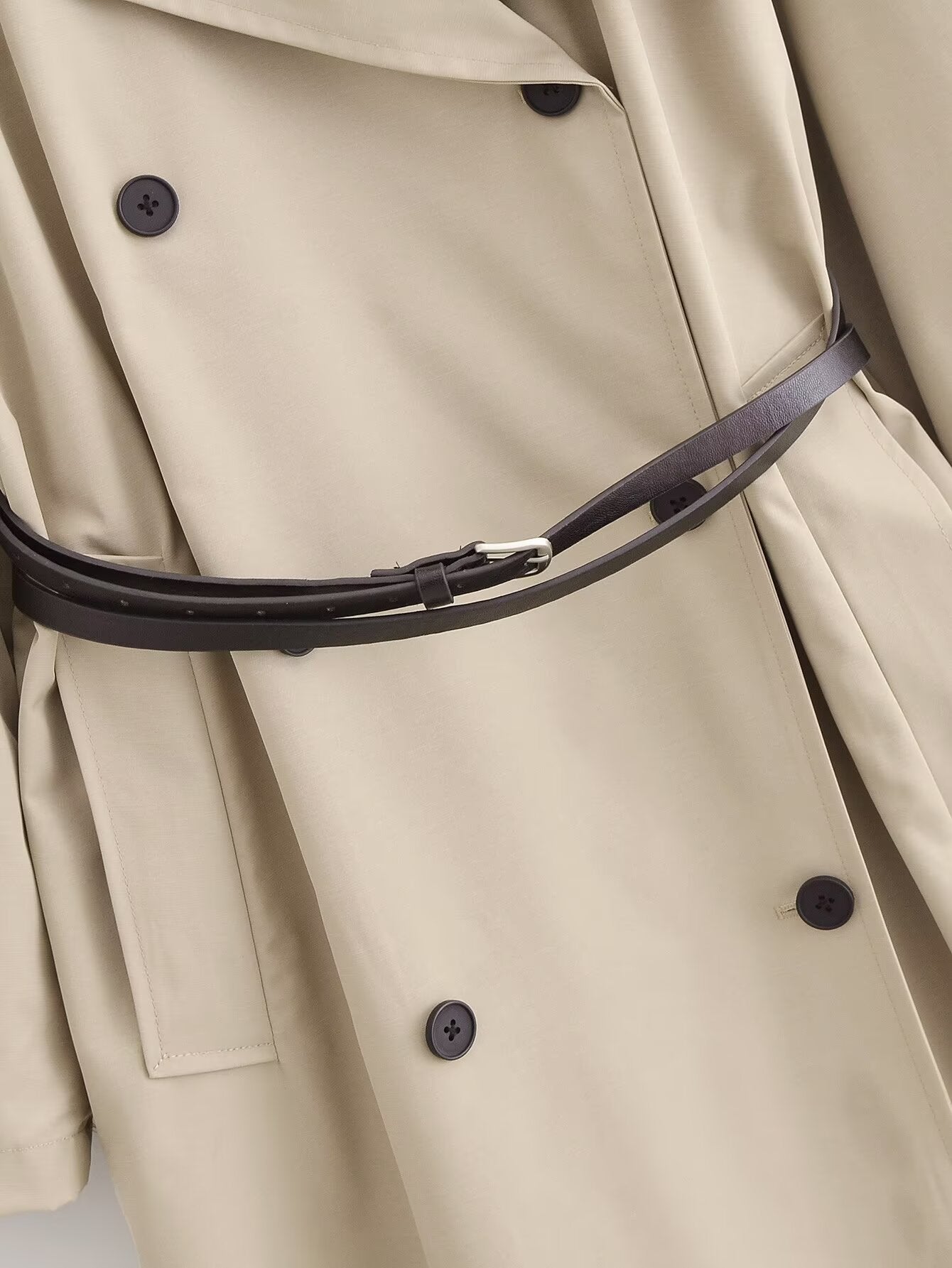 Women's new fashion with Belt loose double breasted windbreaker Coat