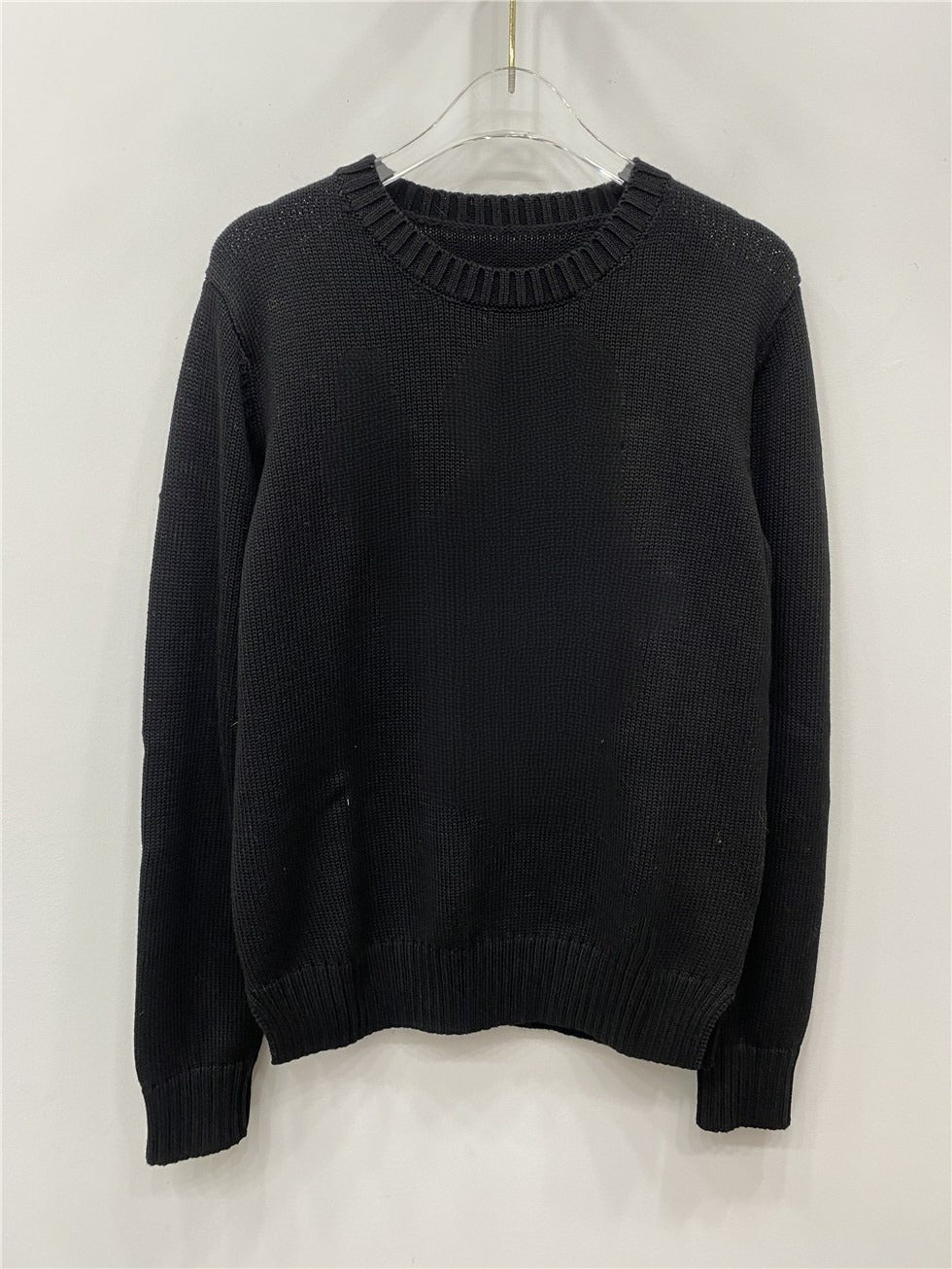 New versatile wool blend jacquard O-neck long-sleeved sweater