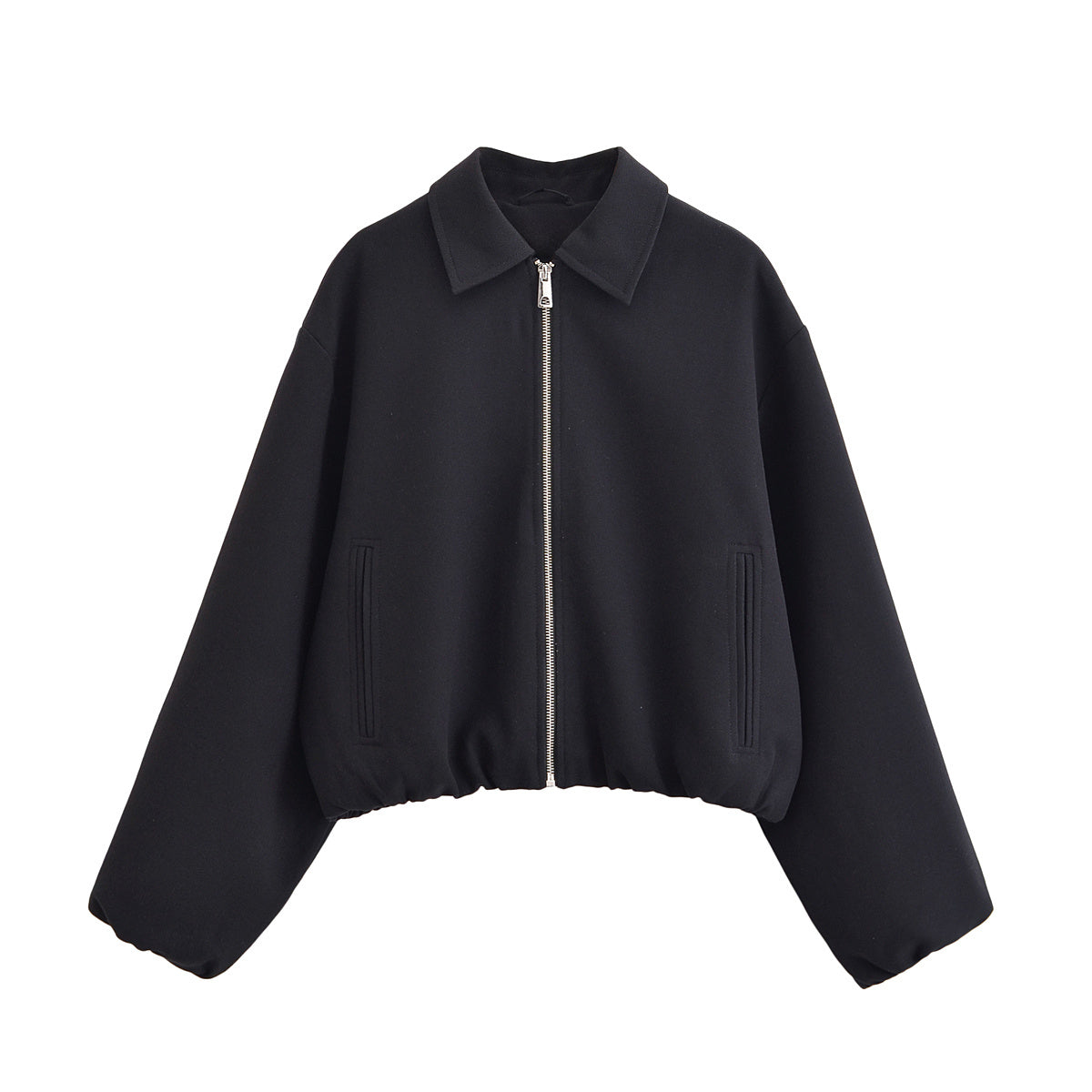 Women's new fashion lapel long sleeved zipper jacket Coat