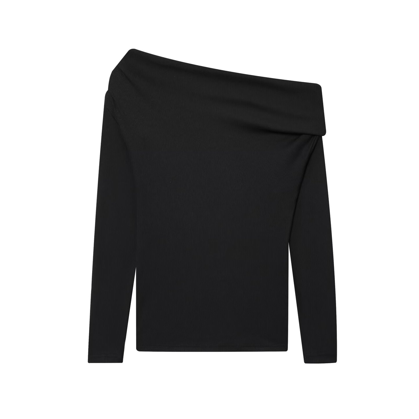 Women's new fashion soft texture asymmetric long sleeved T-shirt