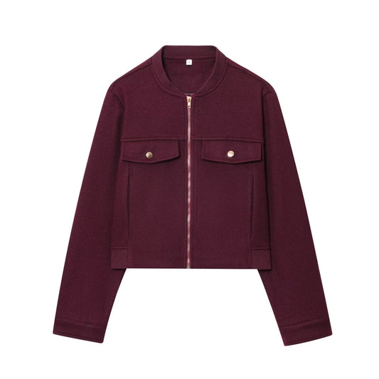 Women's 2025 fashion short soft texture long sleeved jacket Coat
