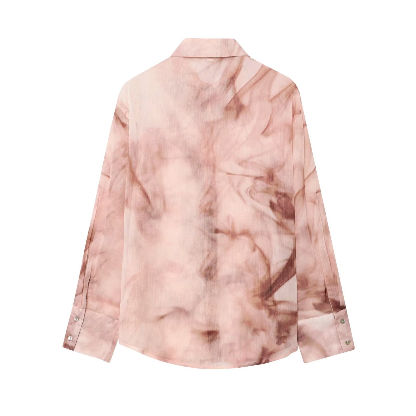 Women's 2025 new fashion tie dye printed button up shirt