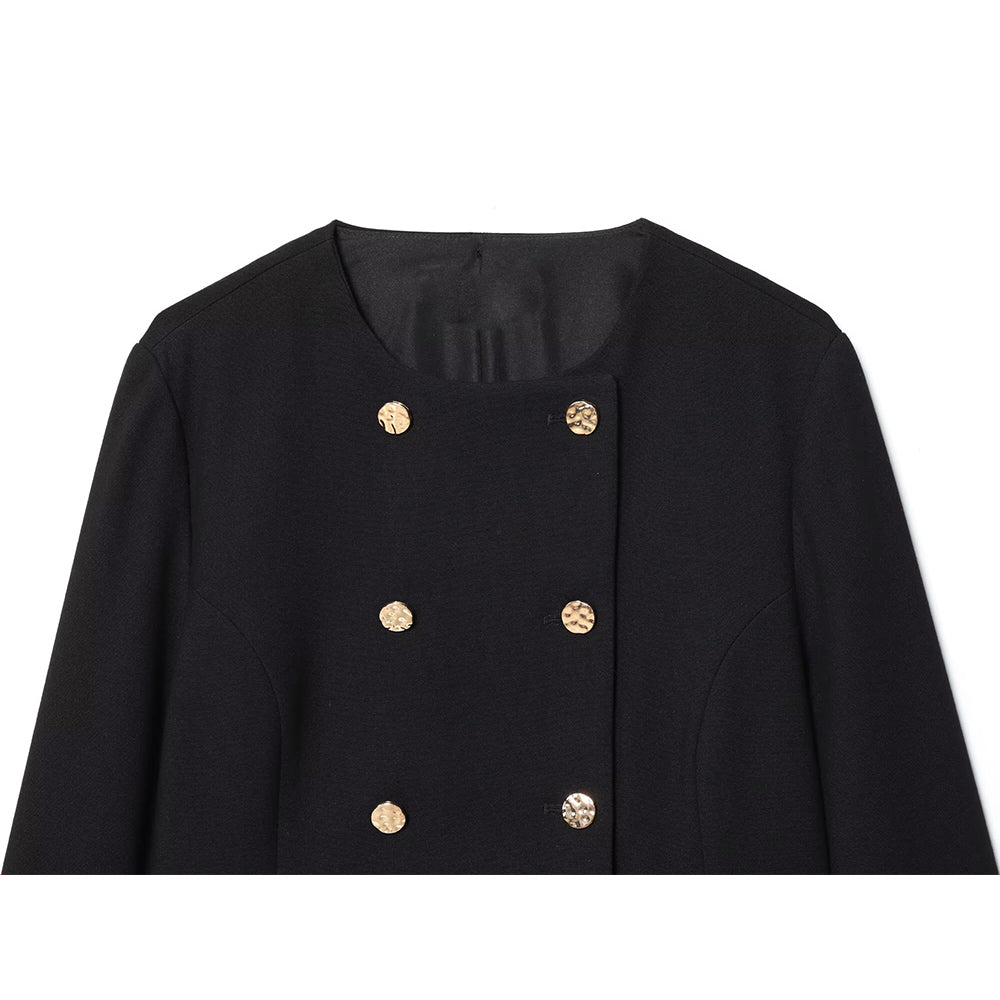 Women's 2025 new fashion short double breasted suit Coat+Pants suit