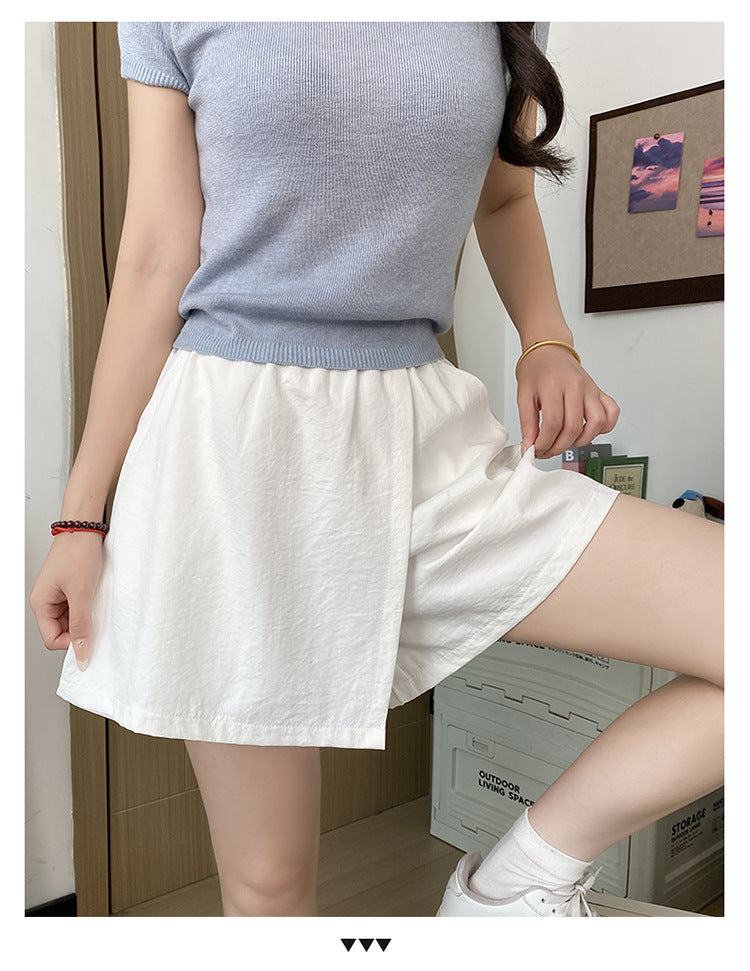 Women's New Ice Silk Quick-drying A-word Tooling Skirt Short Cropped Pants Skirt