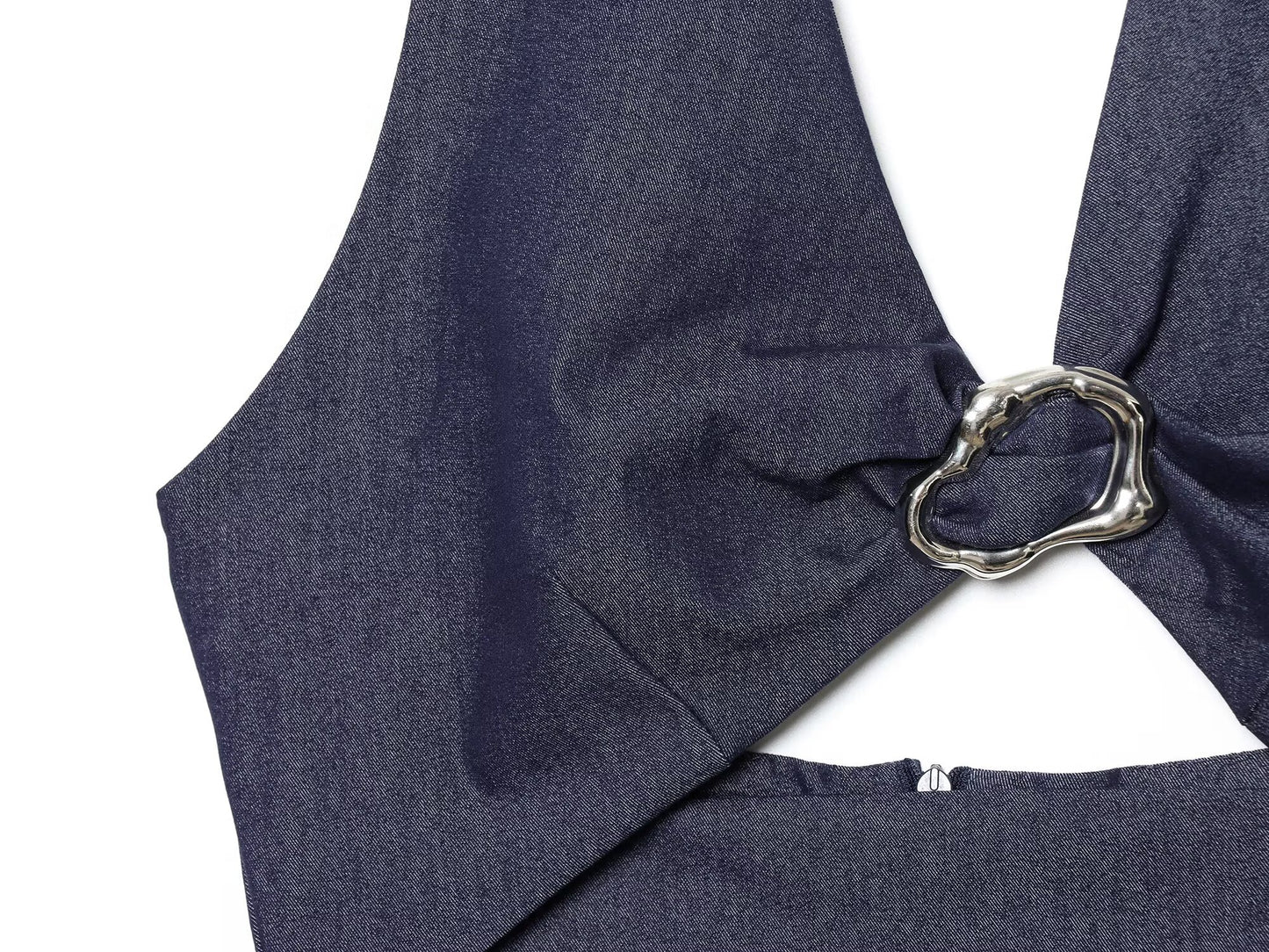 Women's New Fashion Open Design Tight Cowboy Hanging Neck Midi Dress