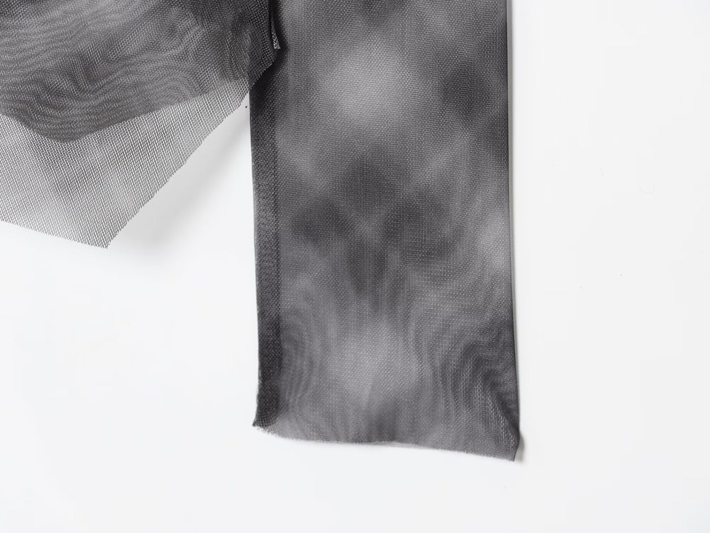 Women's new fashion pleated design slim plaid tulle T-shirt