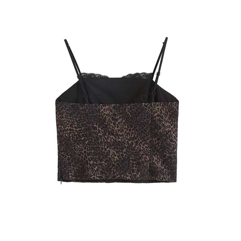 Women's new fashion printed striped suspender top retro sleeveless women's vest chic top