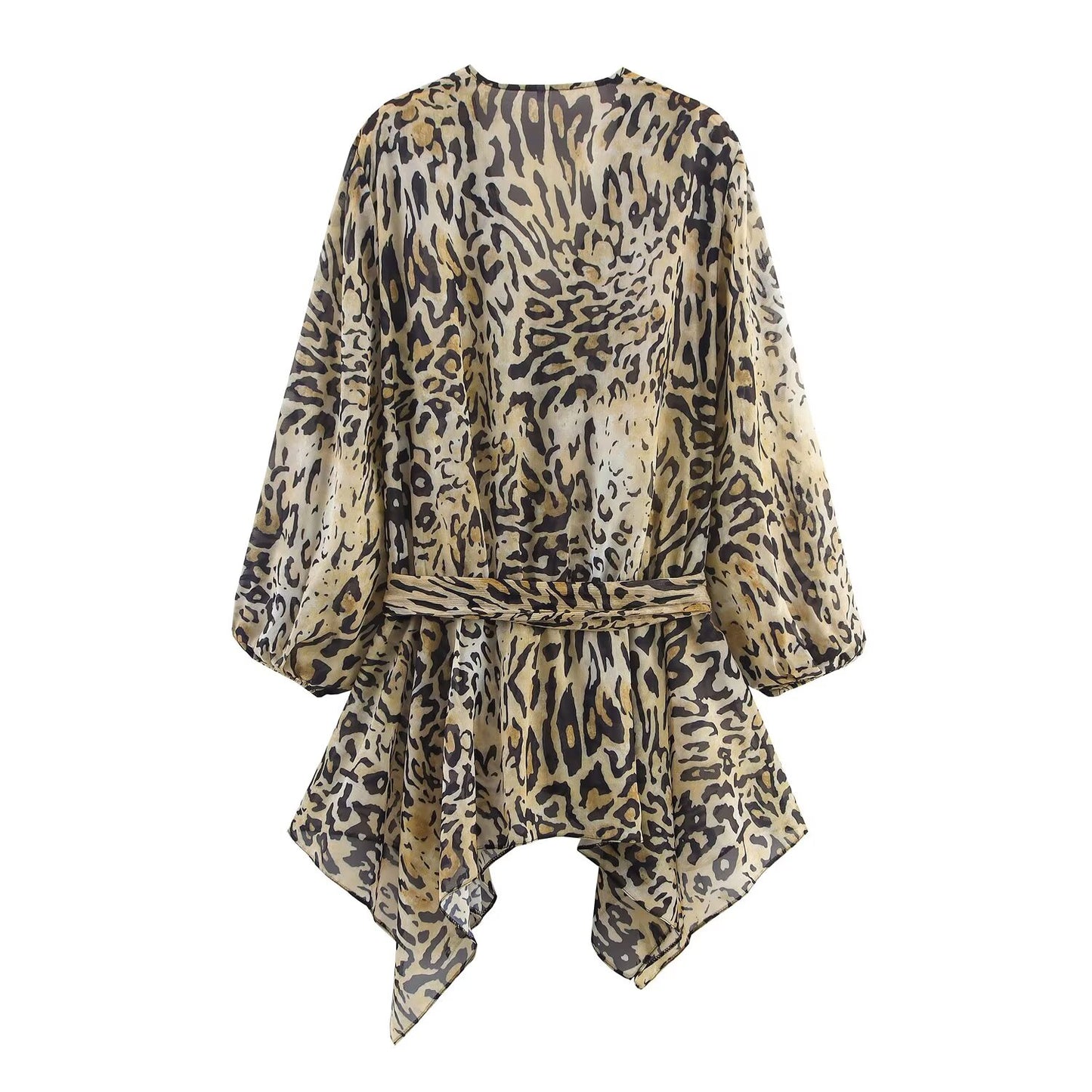 Women's New Fashion With Belt Animal Stripe Printed Top