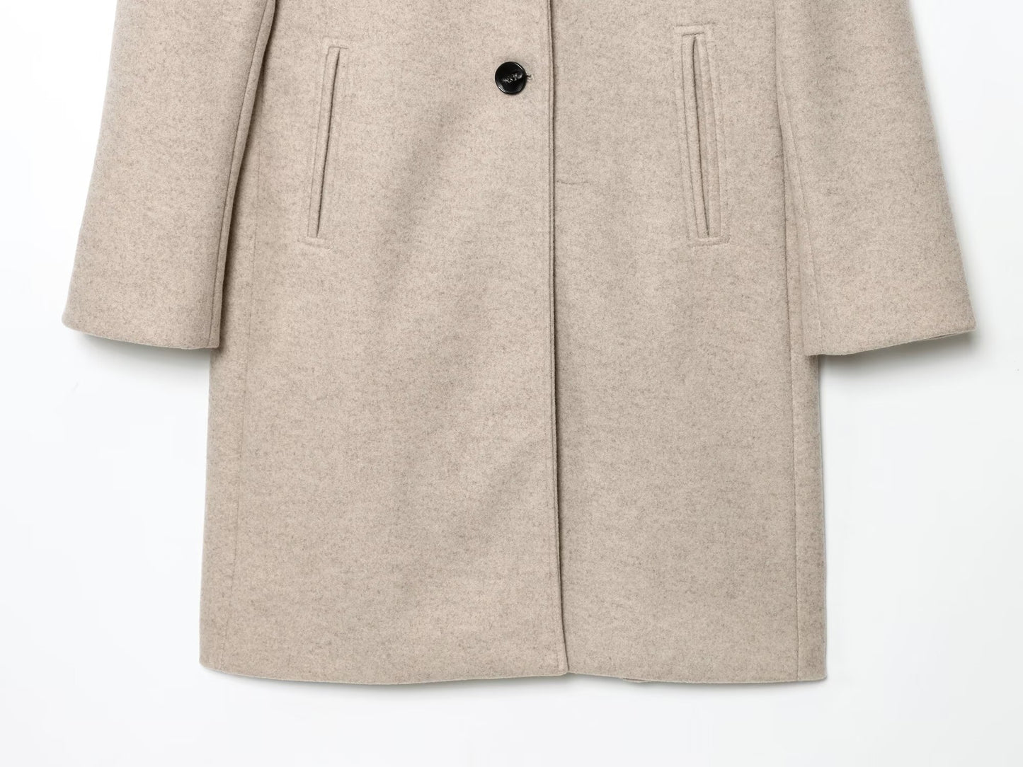 Women's New Fashion with Shoulder Pads Long Style Soft Texture Woolen Coat