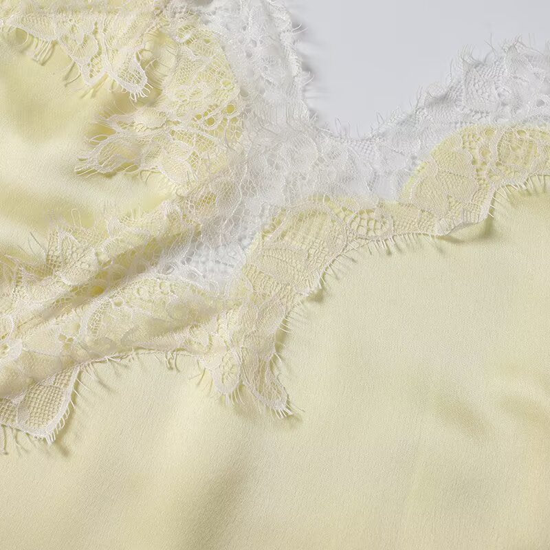 Women's asymmetrical lace V-neck suspender top